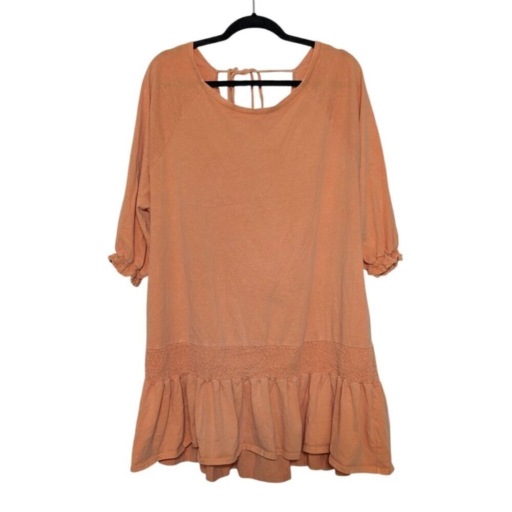 Free People Beach Jenny Mini Dress Womens Size Small Orange Oversized Babydoll